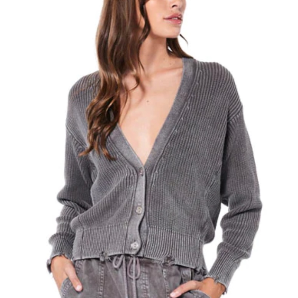 Never Been Worn YFB cardigan in gunmetal mineral wash size small
